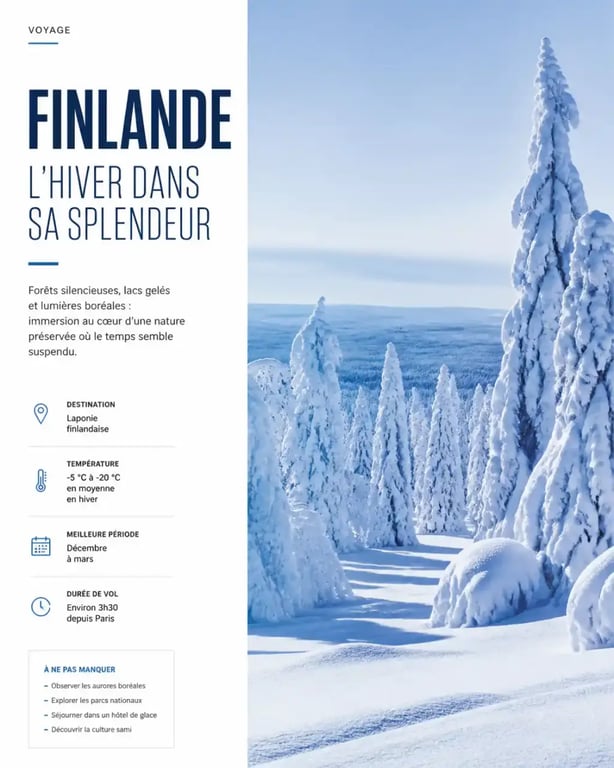 Destination hiver neige : paysage enneigé en Finlande pour une expérience immersive