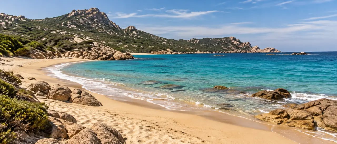 Plage sauvage de la côte ouest parmi les plages de Corse-du-Sud