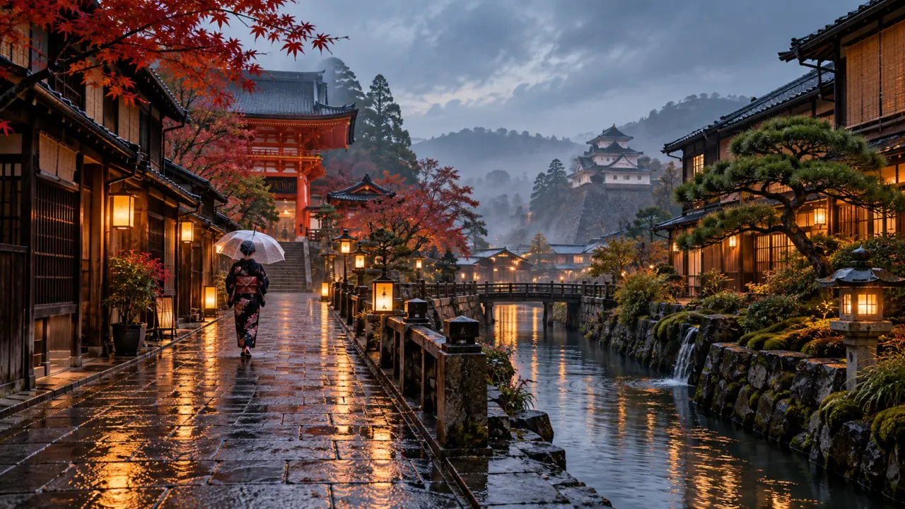 Jardin japonais paisible au printemps, entre Kyoto et Kanazawa