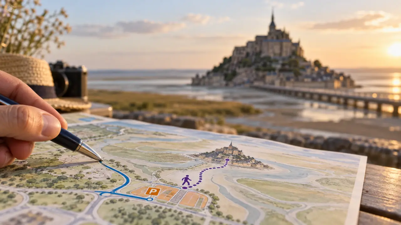 Itinéraire vers le Mont-Saint-Michel : distinguer route, parking et accès à l’abbaye