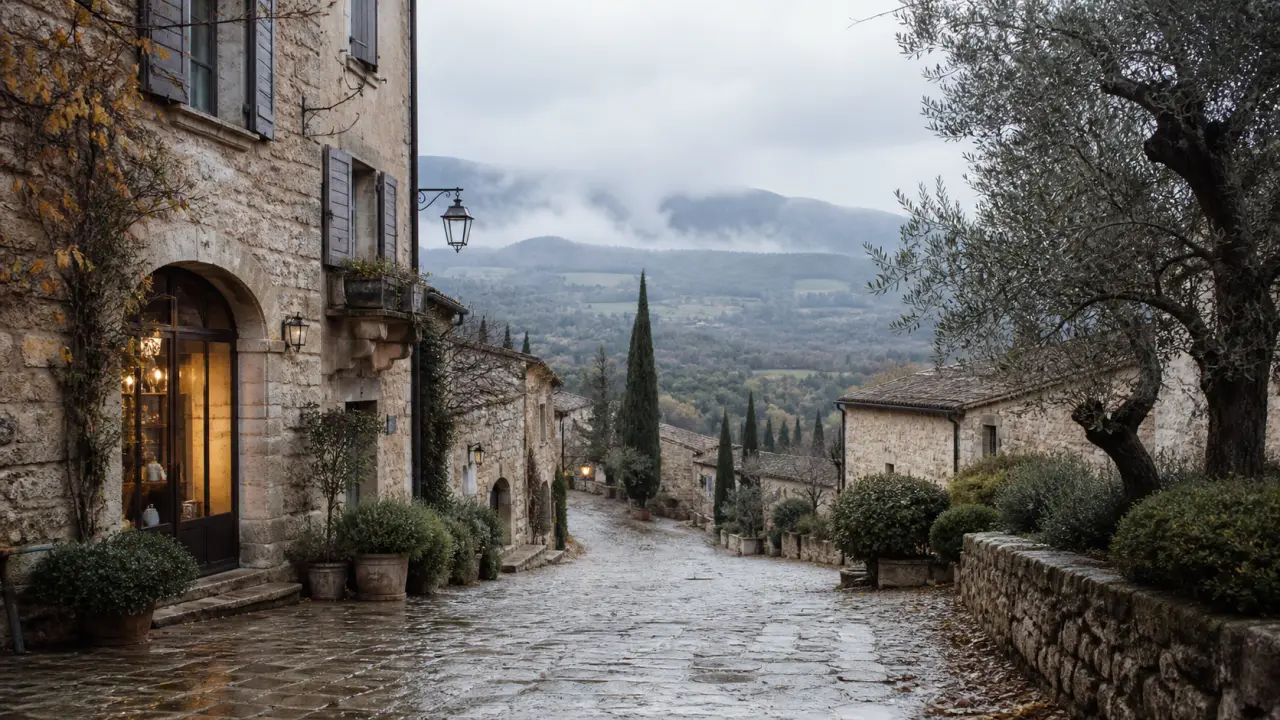 Paysage provençal baigné d'une lumière douce hors saison