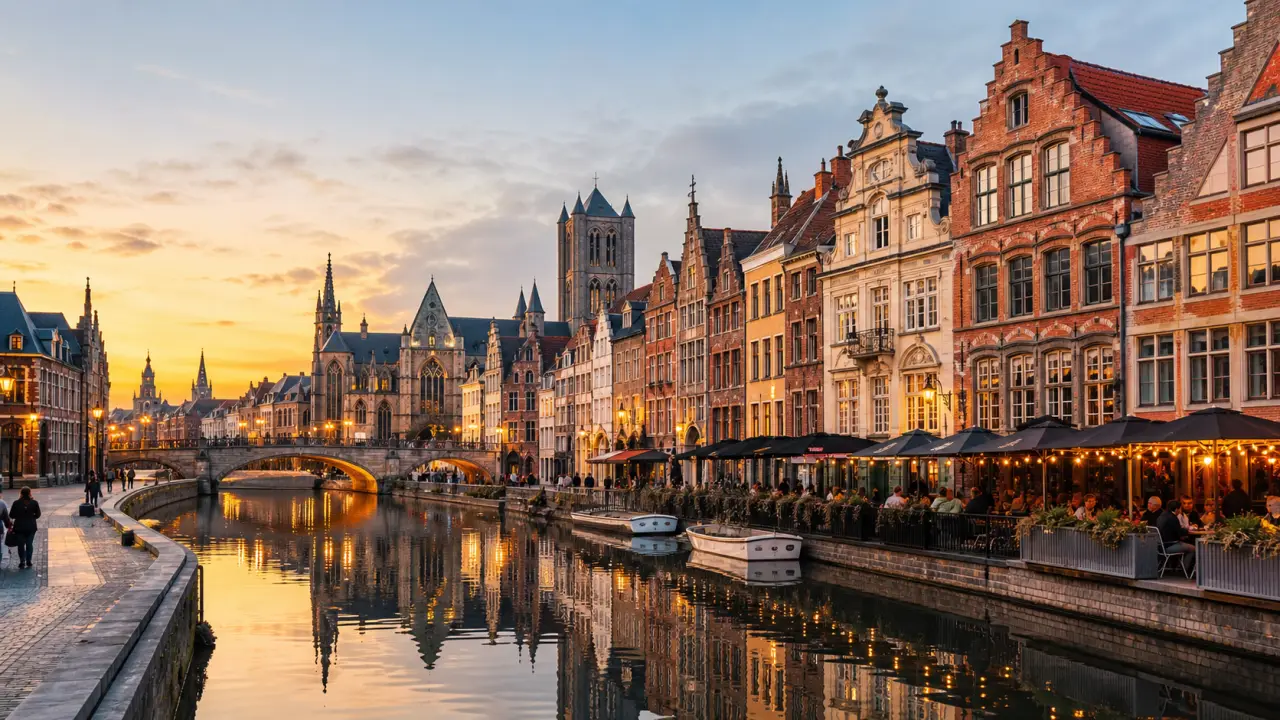 Gand au fil de l'eau, façades élégantes et lumière douce sur les canaux