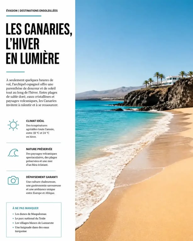 Destination hiver soleil : plage aux Canaries pour fuir le froid