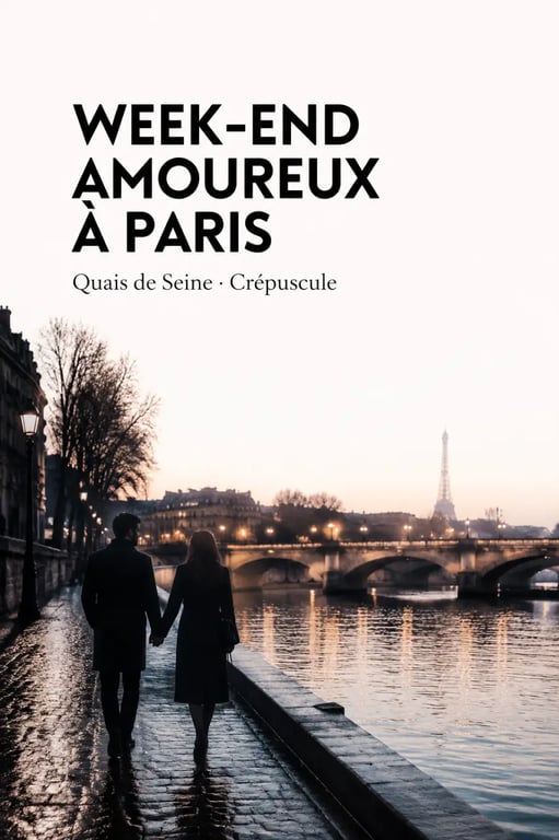 Paris week end amoureux au coucher du soleil sur les quais de Seine